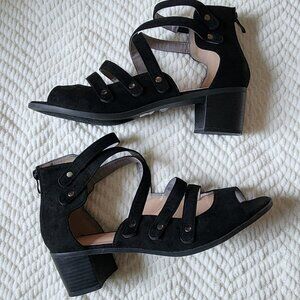 Journee Collection Multi Strapped Opened Toe Heeled Sandals - Black